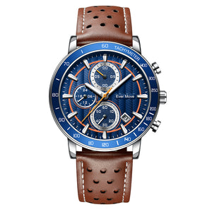 Men’s Multi-Function Quartz Watch with Leather Strap