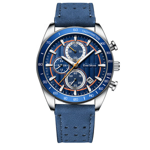 Men’s Multi-Function Quartz Watch with Leather Strap