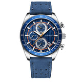 Men’s Multi-Function Quartz Watch with Leather Strap
